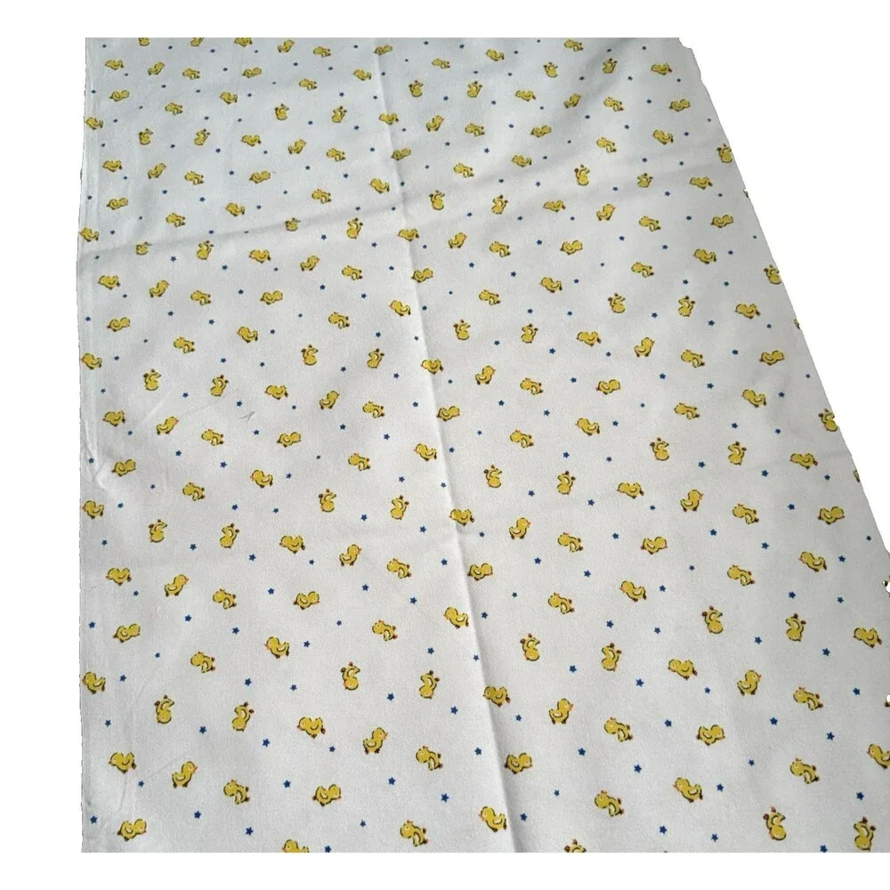 Vtg Mid-Century Childrens Novelty Print Flannel Fabric Ducks Ducklings 1yd x 36